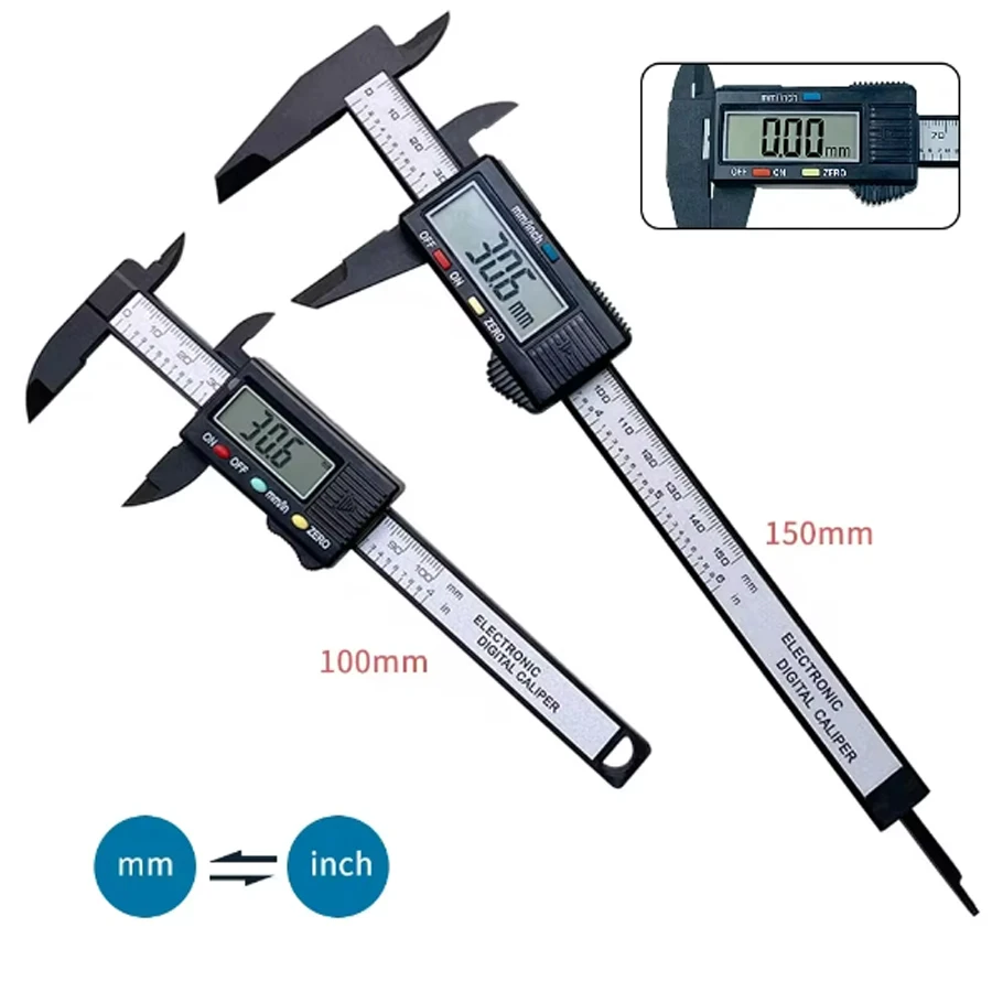 150mm mm elektronischer digitaler Bremssattel Kohle faser Zifferblatt Messschieber Messgerät Mikrometer Messwerk zeug digitales Lineal