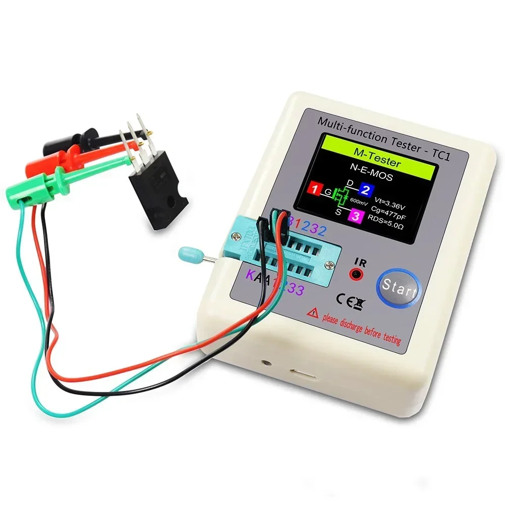 LCR-TC1 1.8 "TFT LCD Màn Hình Hiển Thị Đa Đo Transistor Kiểm Tra Diode Triode Tụ Điện Điện Trở Thử Nghiệm Đo MOSFET NPN PNP triac MOS