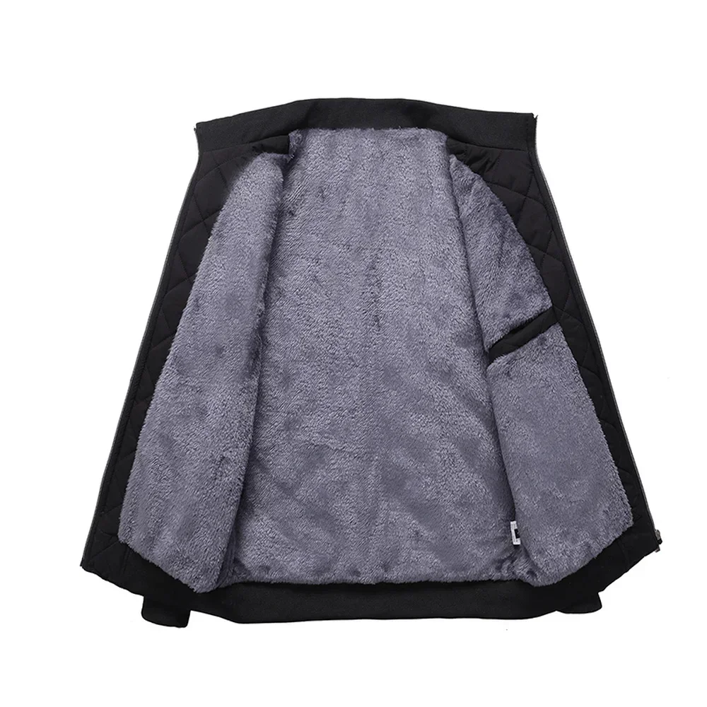 Nowy płaszcz Slim Fit jesienno-zimowa kurtka bomber męska wzór w romby podszyta polarem casualowa kurtka męska modna odzież