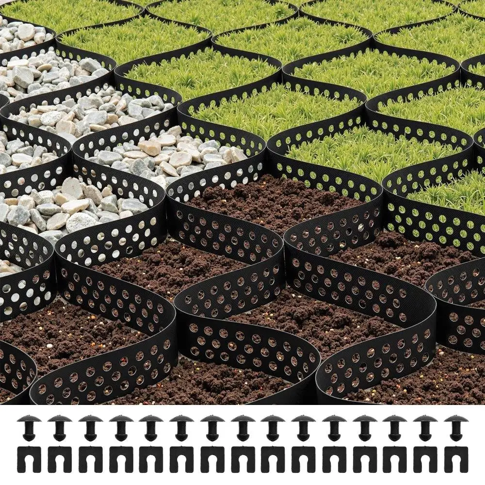 Durable 2 Inch Depth Geocell Grid for gravel 32.81x9.84 FT Flexible Ground Stabilization Solution