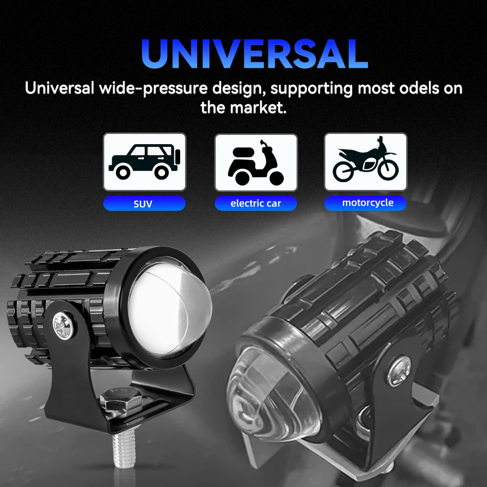 Motorfiets Led Spotlight Mini Rijden Licht 12V Hi/Lo Dual Color Motorfiets Koplamp ATV Scooter Motorfiets Extra koplamp