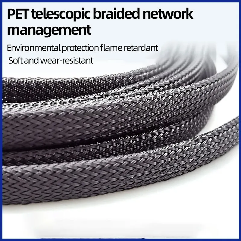 Haustier elastisch gewebt Draht geflecht schwarz verschlüsselt flamm hemmend gewebt Draht geflecht Nylon Computer Draht geflecht Rohr Teleskop hülse 5m