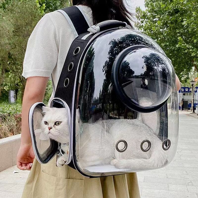 Transparente Katze Tragetaschen Platz Atmungsaktive Haustier Rucksack Tragbare Welpen Hund Rucksack Transport Träger Raum Kapsel Tasche Haustiere