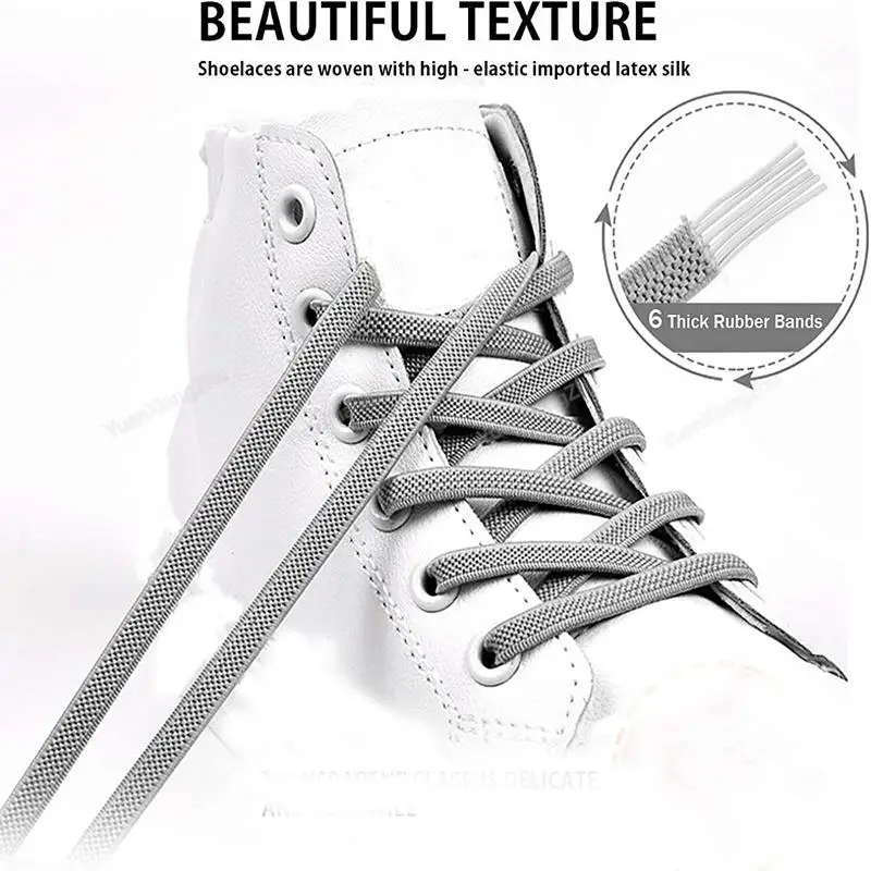 1Pair Multicolor Lock Elastic Sneaker Laces For Kids Adults and Elderly No Tie Shoelaces Quick Elastic Athletic Running Shoelace