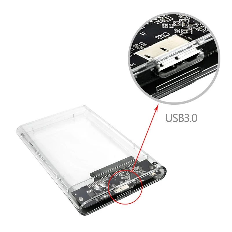 USB 3.0 Transparent HDD Enclosure 2.5" ,Type C Micro Cable External Hard Drive Disk Case 2.5 Inch SATA Box HDD SSD Computer