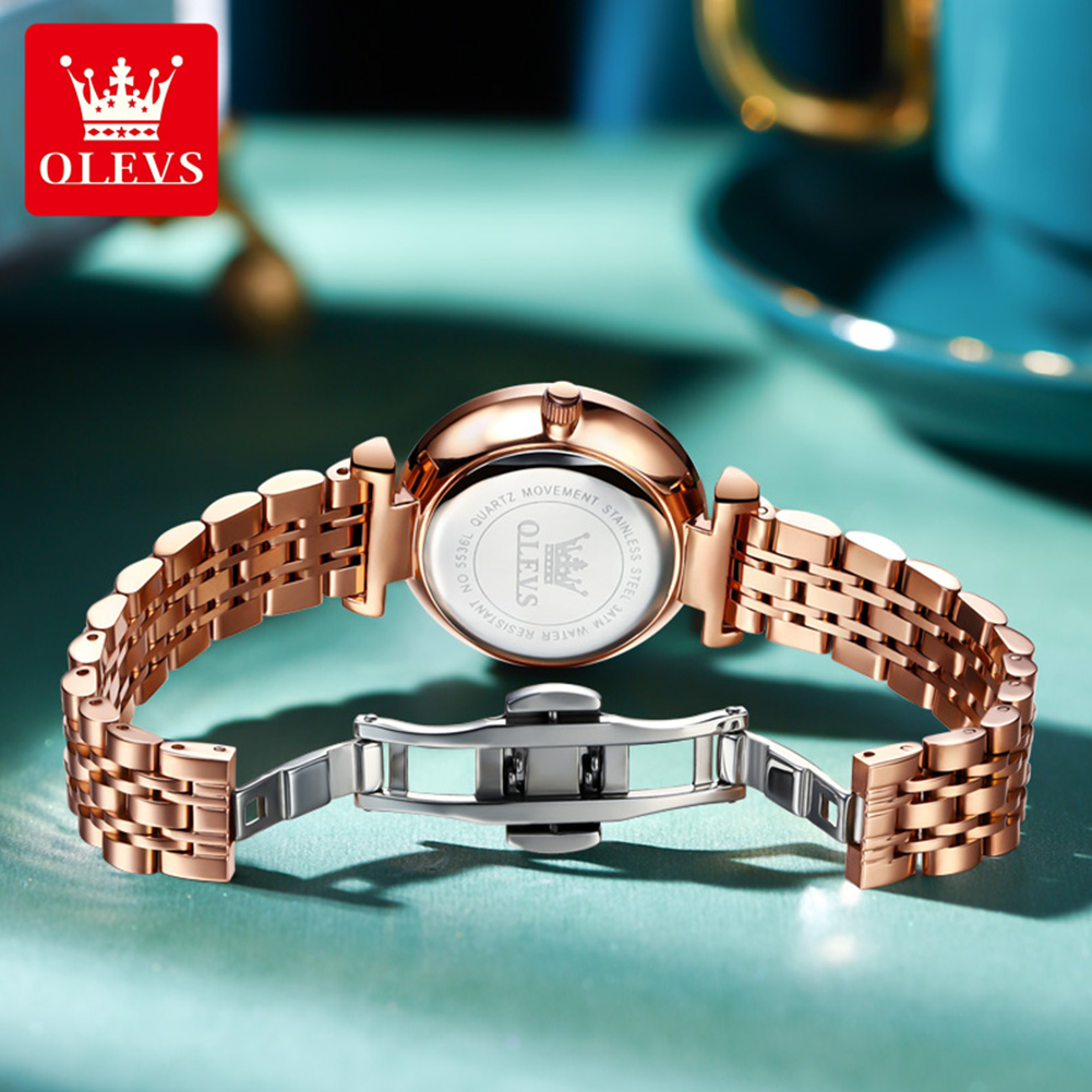Olevs Dameshorloges Mode Elegante Ruitvormige Spiegel Origineel Quartz Polshorloge Waterdichte Band Datum