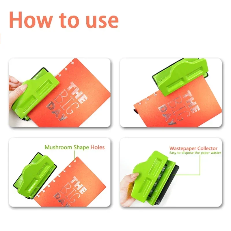 Fromthenon Pilz Loch Papier Puncher für A4A5A6 Discbound Notebook Scrapbooking Bindung Planer Discs T Typ Punch Schreibwaren