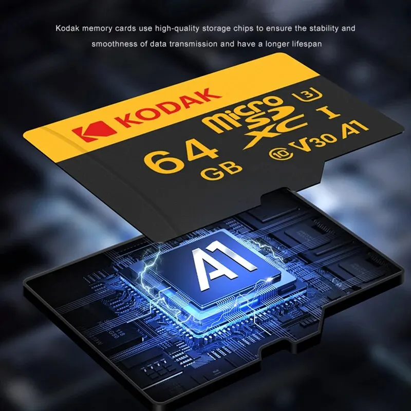 KODAK 마이크로 SD 메모리 카드 512GB 256GB 최대 90MB/s 클래스 10 U3 32GB 64GB 128GB TF 카드 4K HD USB 카드 리더 어댑터 마이크로