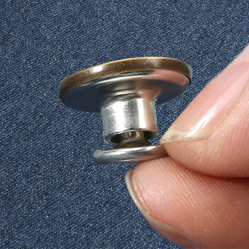 10 Uds. Botones de Metal Retro desmontables cierre a presión Pin para pantalones vaqueros botón retráctil hebillas sin costura ajuste reducir la cintura