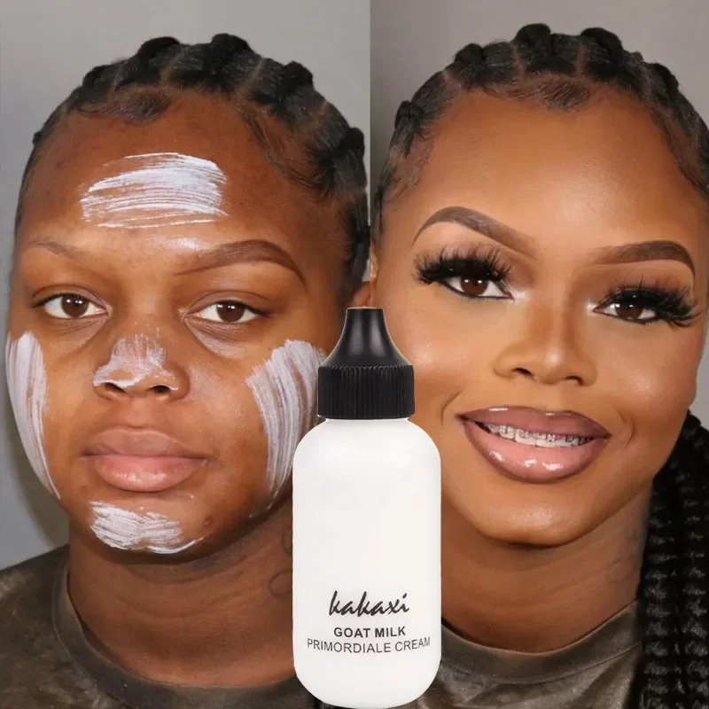 Crema de Base líquida de leche de cabra, 50ml, resistente al agua, control de aceite, crema Base para acné, maquillaje, hidratante, corrector mate, cosmético