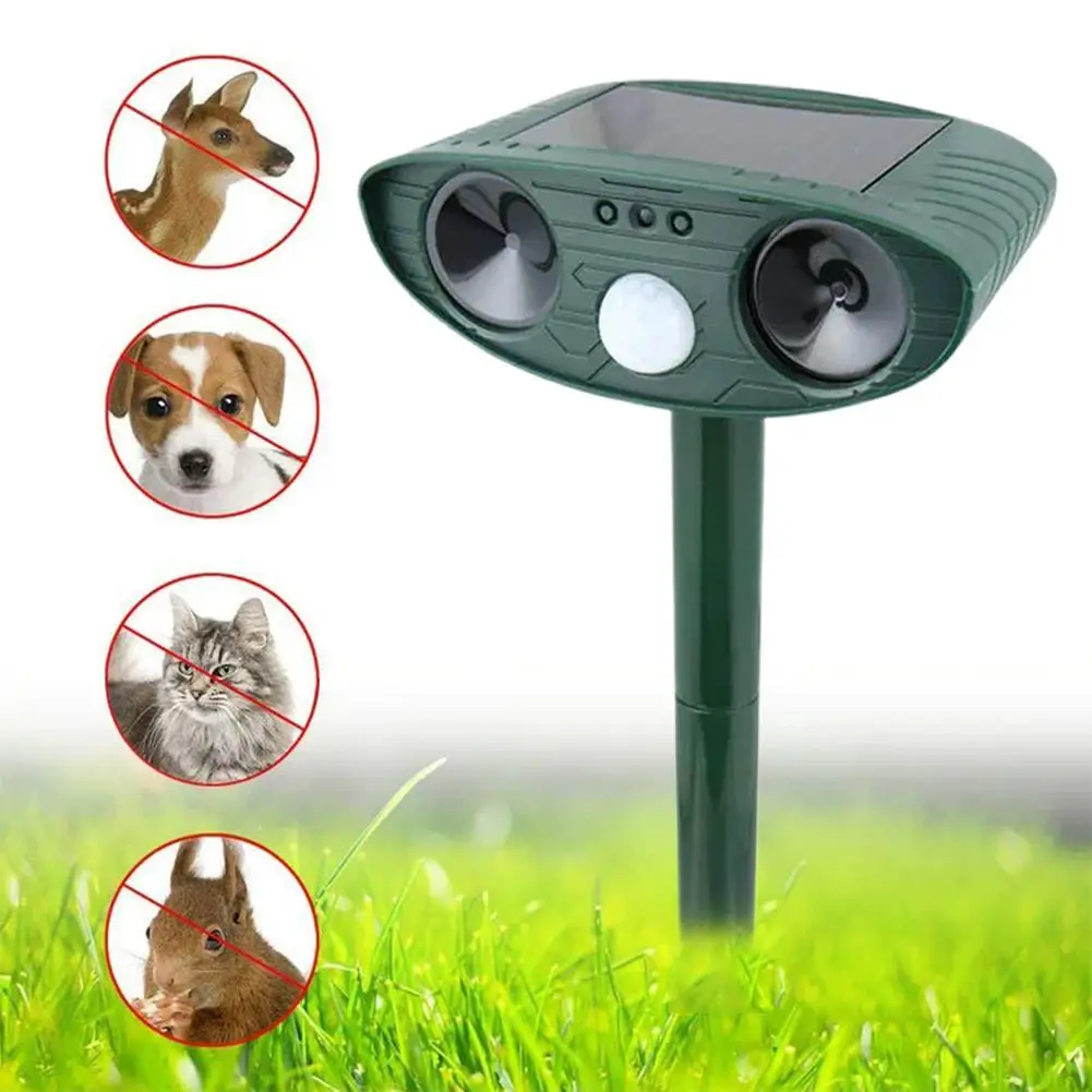 1pc Ultrasound Animal Repeller Solar Energy Cats And Dogs Repeller Rechargeable Garden FarmYard Waterproof Creature Deterrent