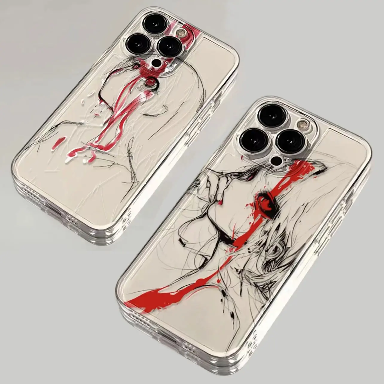 Casing ponsel gadis murid berdarah gelap, sarung HP untuk iPhone 16 15 14 13 12 11 Mini Pro Max X XR XSMax 6S 6 7 8 Plus SE20
