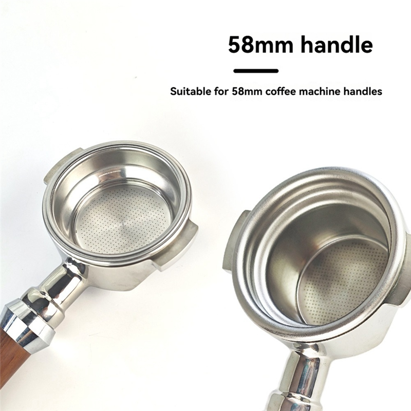 B58B-filtros de café reutilizables, cesta de filtro con mango para máquina de café, cuenco para polvo de cuatro tazas de 58MM, acero inoxidable