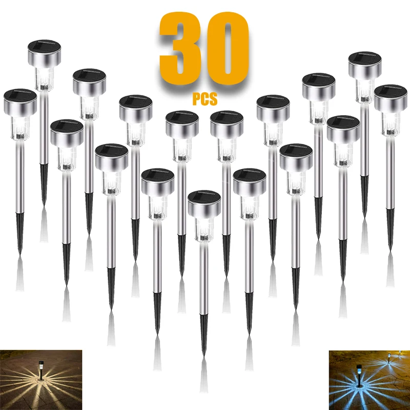 Luz Solar de jardín para exteriores, lámpara alimentada por energía Solar, impermeable, linterna de paisaje, iluminación para camino, Patio, LED decorativo, 10/20/30 piezas