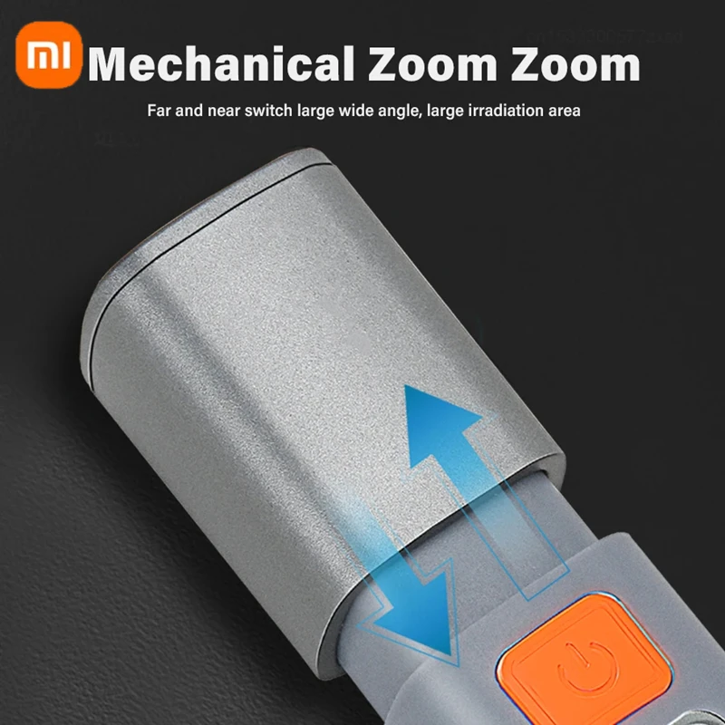 XIAOMI Portable LED Flashlight USB Rechargeable With Hook Zoomable Torch Outdoor Camping Hiking Long-range Emergency Lantern NEW