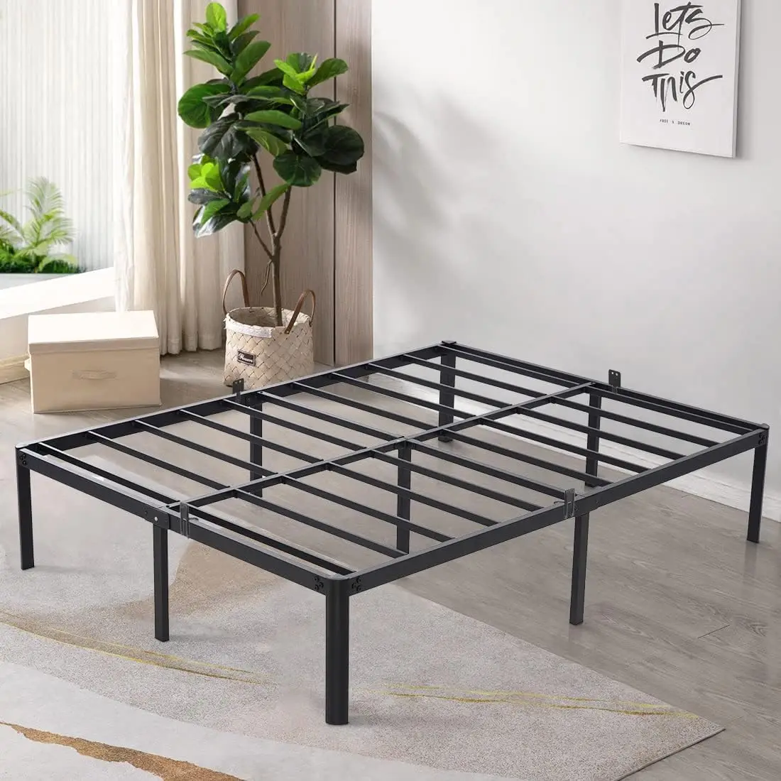 Heavy duty Bed Frame Full Size 140 x 195 cm | Double Size Metal Platform Bed Frame | 41 cm Under Bed Storage| For Adults, Kids,