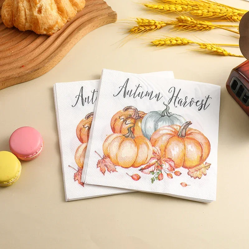 10/20 pz 33cm 2Ply ringraziamento zucca tovaglioli di carta colorati tovaglioli per feste tovagliette di carta decorativa farfalla carta barlet