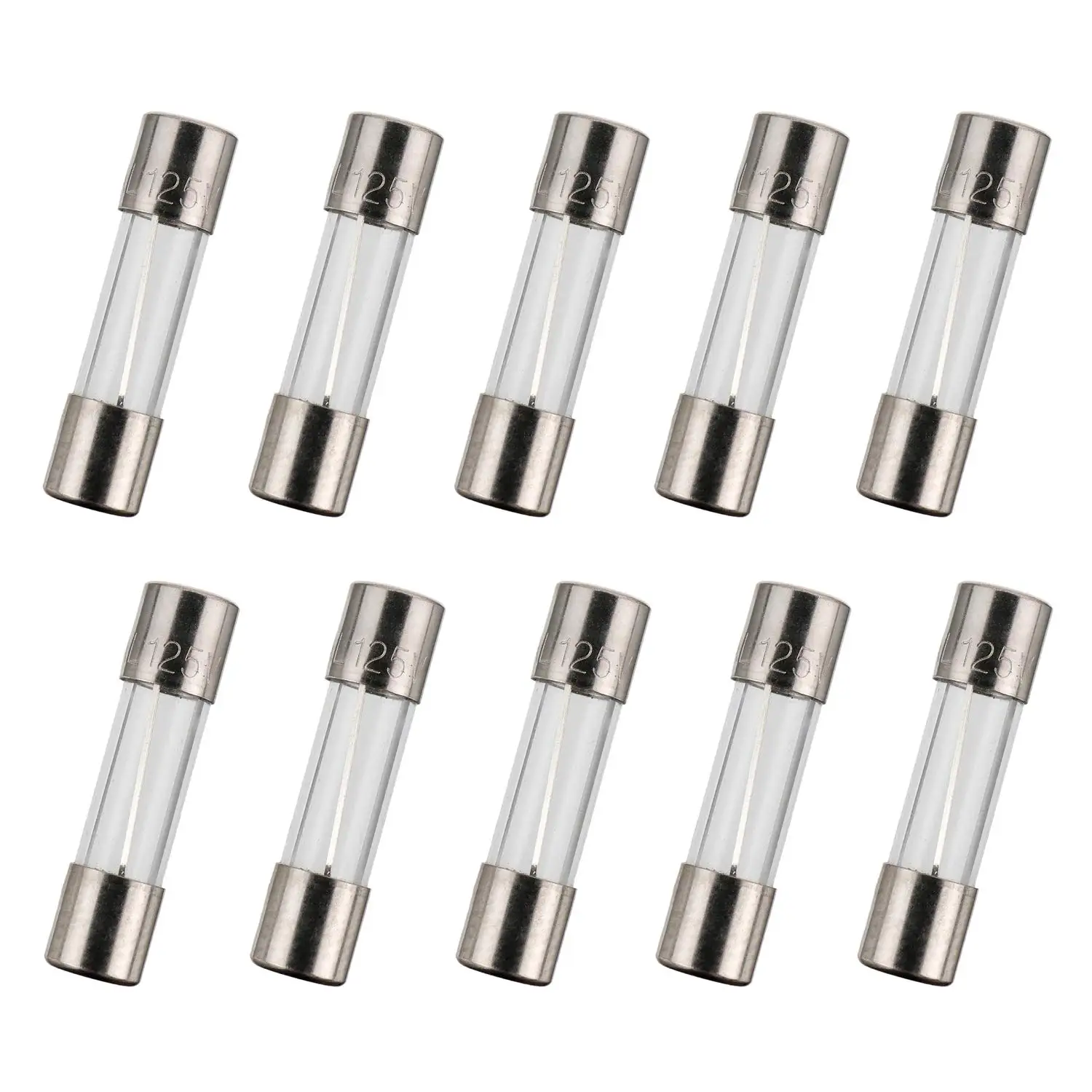 Kit surtido de fusibles de tubo de vidrio de soplado rápido de 100 piezas, fusibles de 5x20 mm 250 V 10 valores 0,5 A, 1A, 2A, 3A, 5A, 6A, 8A, 10A, 15A, 20A