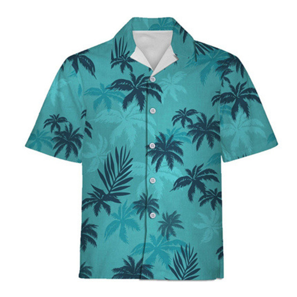 Camisa hawaiana de manga corta con solapa para hombre, cárdigan informal con estampado de flores, a la moda, asequible, para vacaciones de verano, 2024
