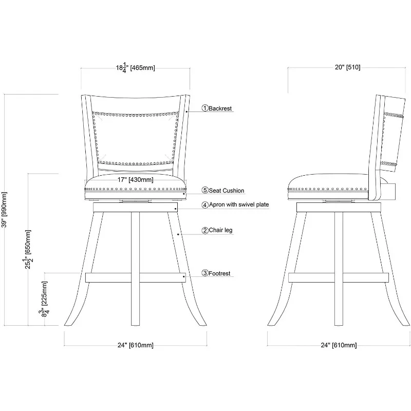 Melrose Counter Stool, 24-Inch, 1-Pack