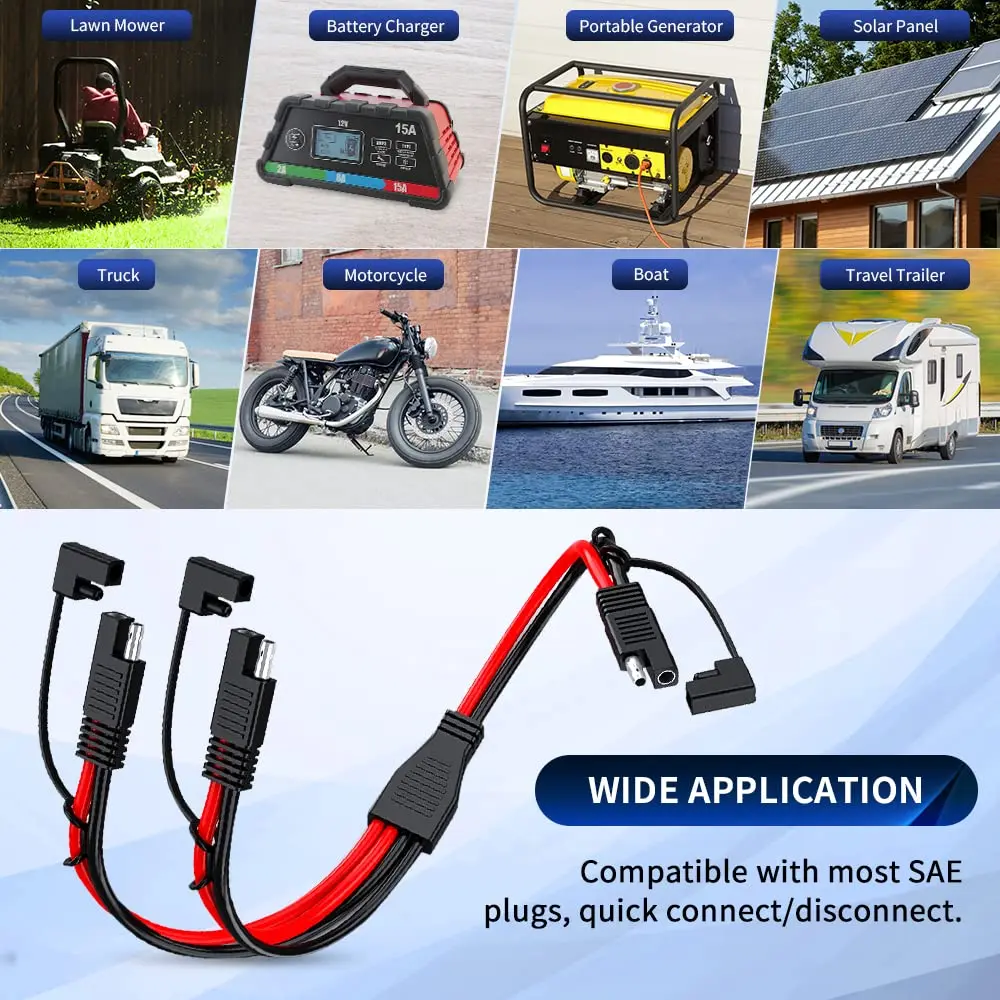 Anchtek 10AWG 1 ～ 2 SAE ～ SAE 延長ケーブル SAE DC 電源自動車アダプターケーブル SAE プラグ ソーラーパネルバッテリー充電器用