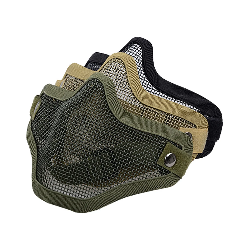 Maschera tribale da campo Wargame Maschera protettiva tattica da caccia a metà faccia in rete metallica