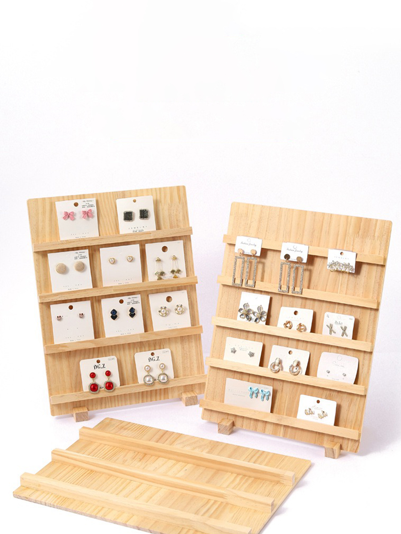 Soporte de exhibición para brazaletes y pendientes de madera, estante de 3/4/5 capas, soporte para billetera para teléfono móvil, marco Simple Vertical desmontable