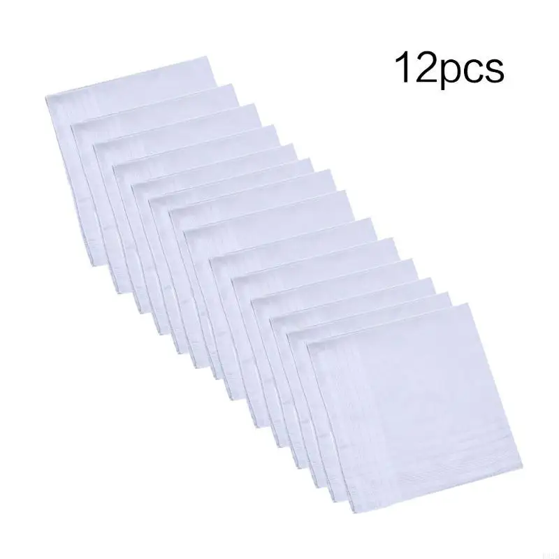 F92d 12pcs/set 40x40cm Männer Frauen Baumwolltaschentaschentücher reine Hankies Jacquard gestreiftes Pocket Square Handtuch DIY