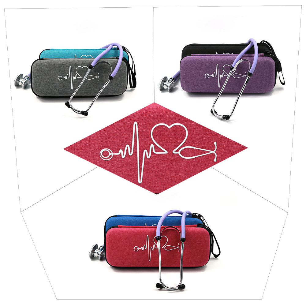 EVA Travel Portable Medical Stethoscope Storage Box First Aid Kit Mesh Pockets Case for 3M Littmann Cardiology III Stethoscope