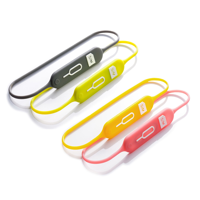 Suporte para cartão Sim Silicone Portátil Safe Pin Needle Suporte para cartão SIM anti-perda