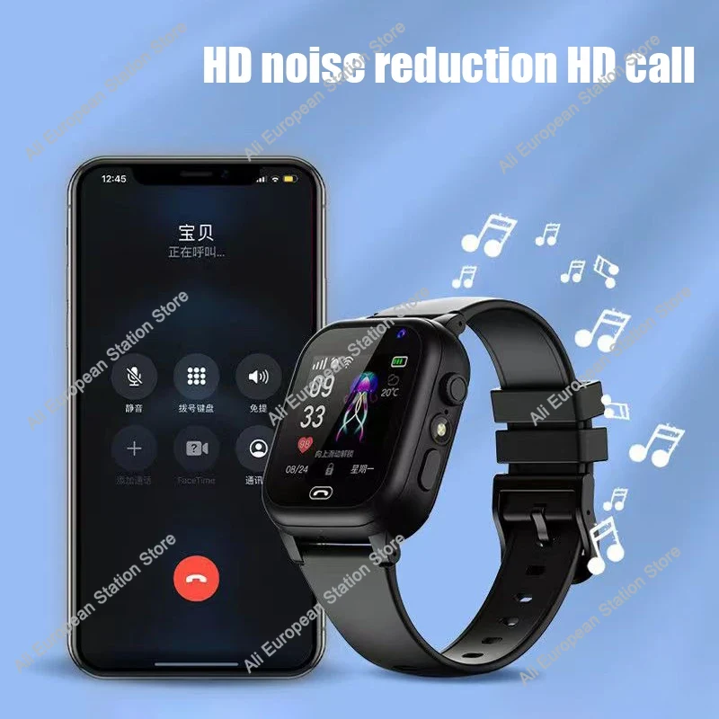 Montre connectée 4G pour enfants, SOS, localisation GPS, appel vidéo, carte Sim, caméra avec écran tactile léger, étanche