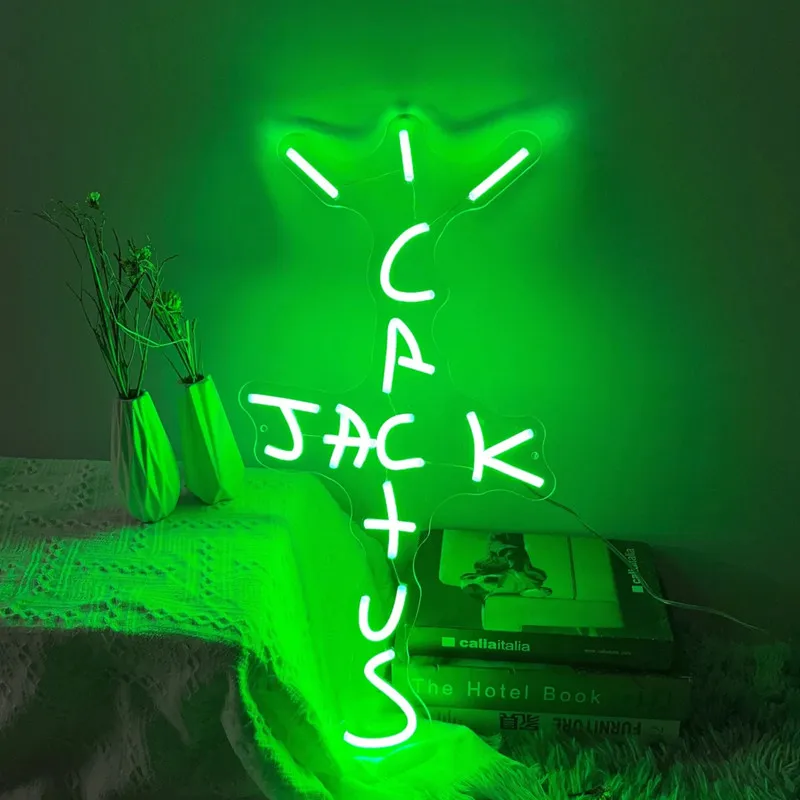 Cactus Jack LED letrero de neón personalizado luz USB decoración de habitación luz de neón Rap costa oeste decoración de pared del dormitorio Bar Pub decoración de fiesta