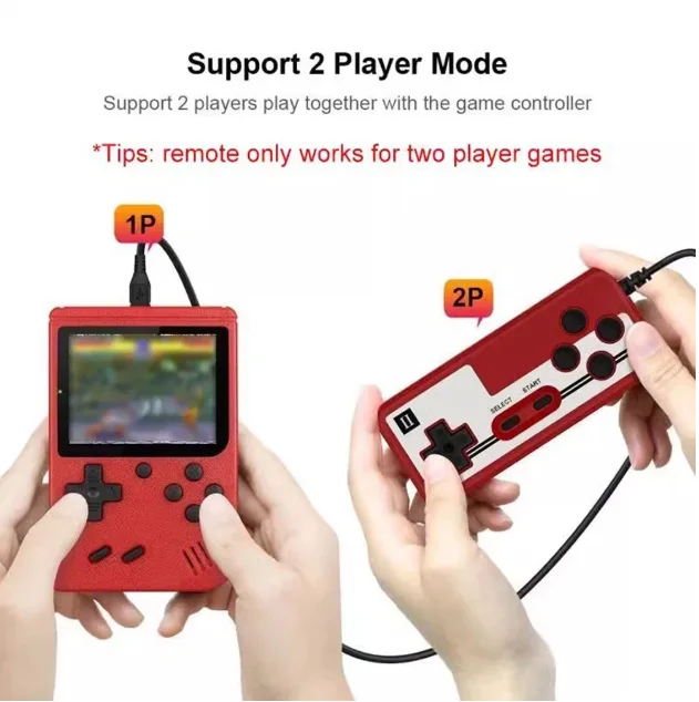 Consola de juegos portátil retro roja para niños 400 juegos clásicos recargable TV-conectable