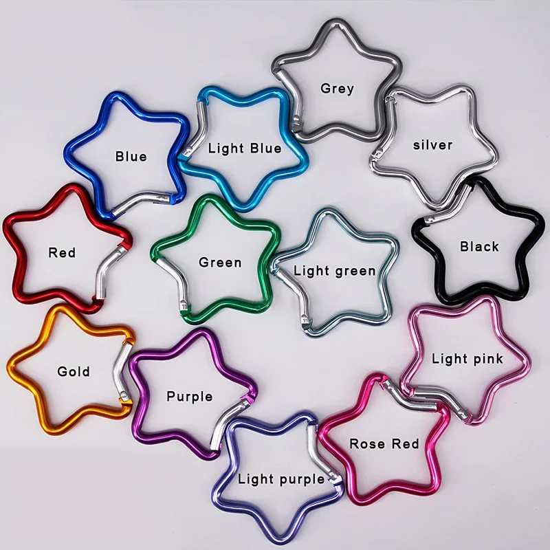 LLavero de hebilla de escalada de montaña de aleación de aluminio con forma de estrella Pentagonal, accesorios multifuncionales para hacer ganchos, 1 ud.