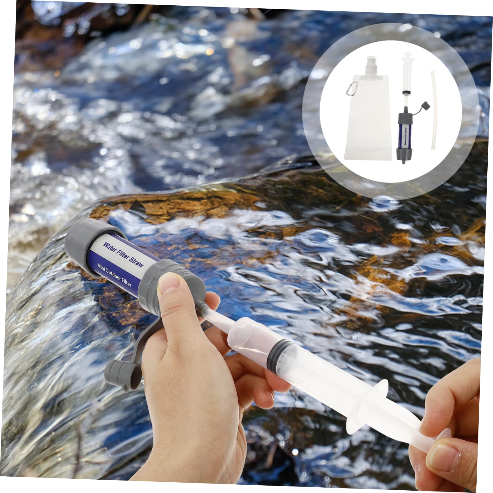 เครื่องกรองน้ําดื่ม Backpacking Hiking Water Filter อุปกรณ์กรองน้ํา เครื่องมือ หลอดขนาดเล็ก เครื่องกรองน้ํา ระบบกรอง
