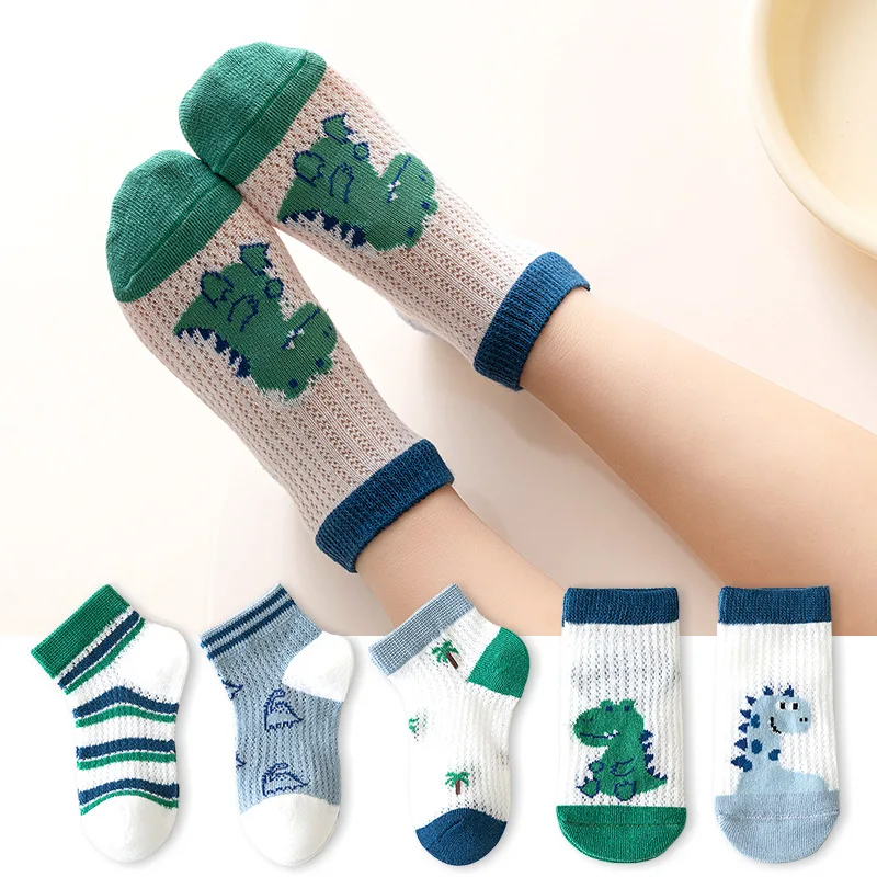 5 Paar 1 bis 12 Jahre Kindersocken 2025, Frühling, Sommer, Baby, Jungen, Mädchen, Baumwolle, Mesh, atmungsaktiv, dünn, weich, süße Socken, Kindersocken