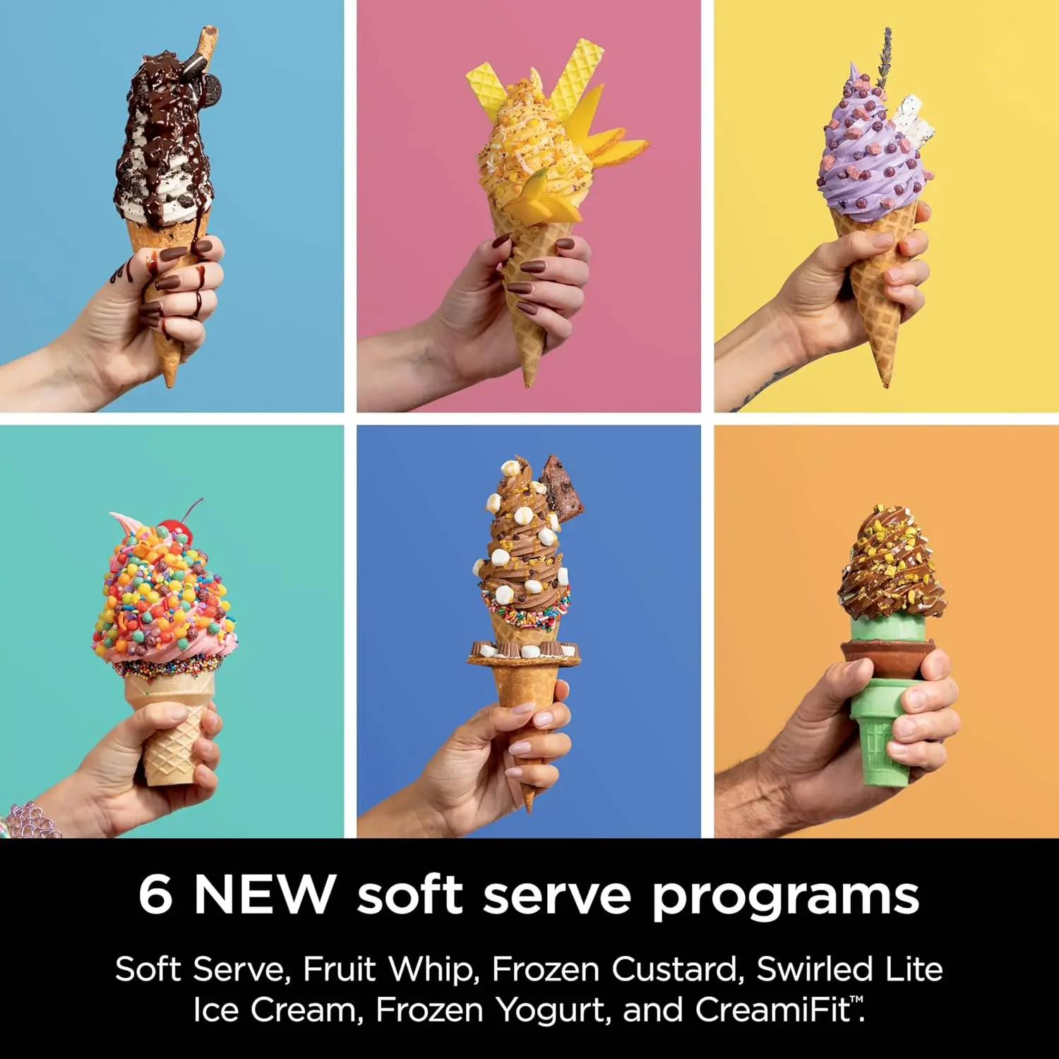 CREAMi Ice Cream and Soft Serve Maker, Sorbet, Milkshake, Frozen Yogurt, Low Calories Program & More, 13-in-1, Soft Serve Handle