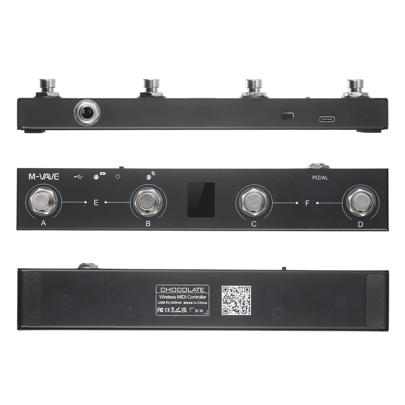 Controlador MIDI de Chocolate M-VAVE BT recargable 4 botones controlador MIDI Pedal Control de aplicación con sistema de transmisión inalámbrico