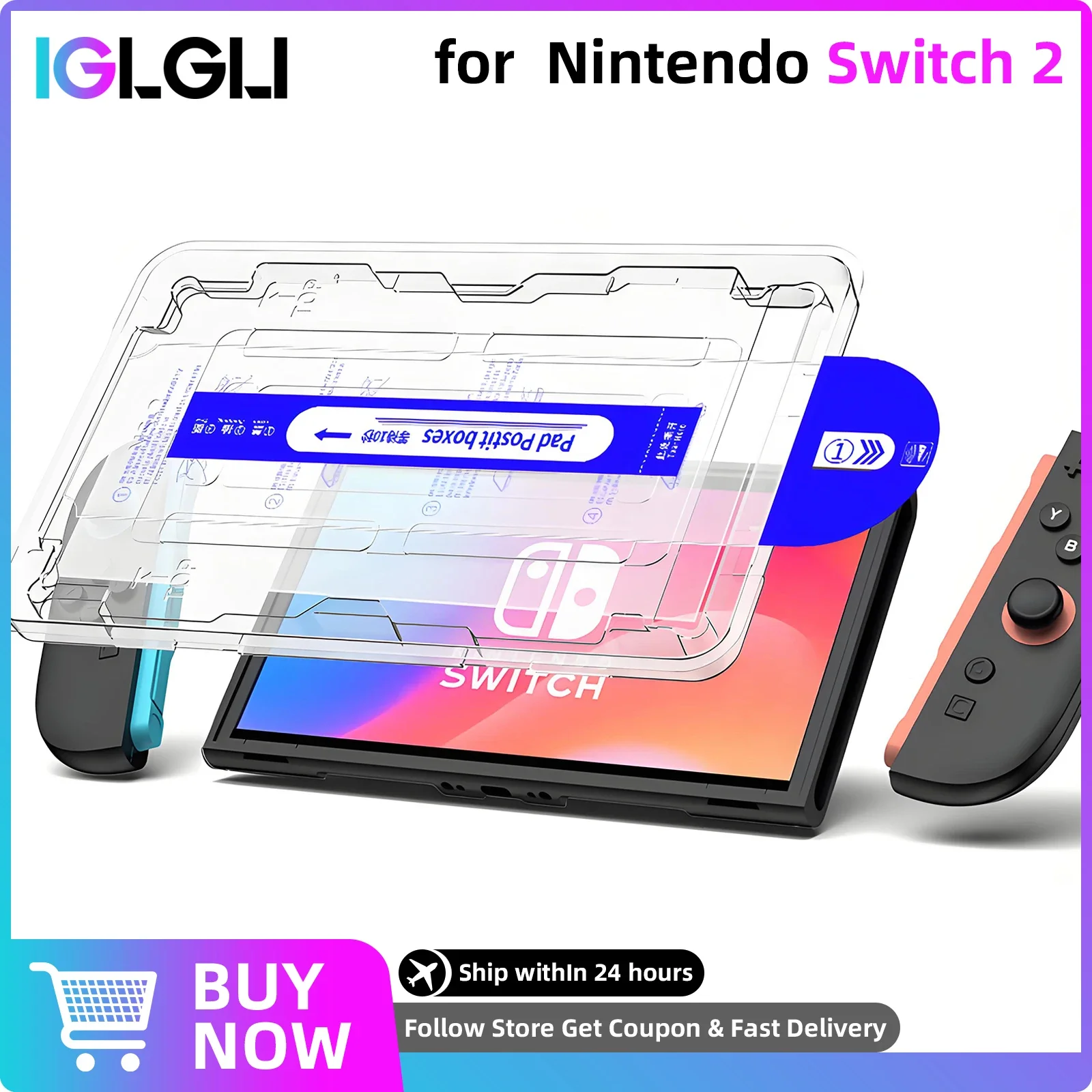 Protector de pantalla para Nintendo Switch 2 2025 9H vidrio templado Switch2 Kit de instalación antiarañazos y sin burbujas Accesorios