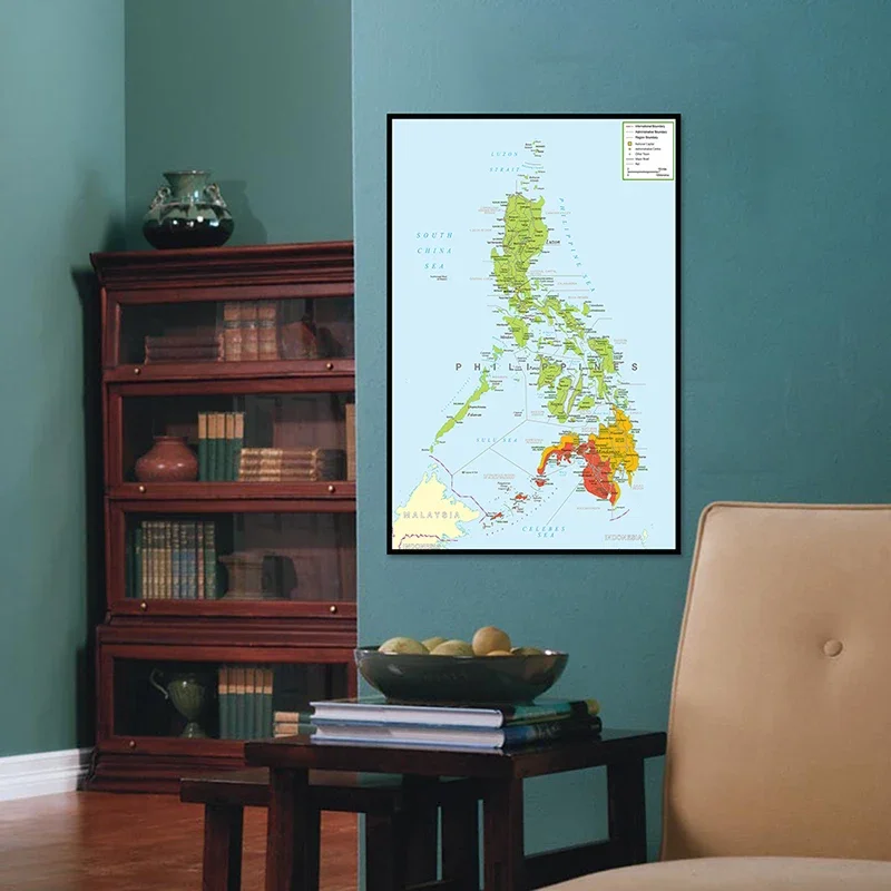 59*84Cm Philippines Bản Đồ Hành Chính Trong Tiếng Anh Tranh Canvas Unframed Áp Phích Và In Phòng Khách Trang Trí Nhà Cửa