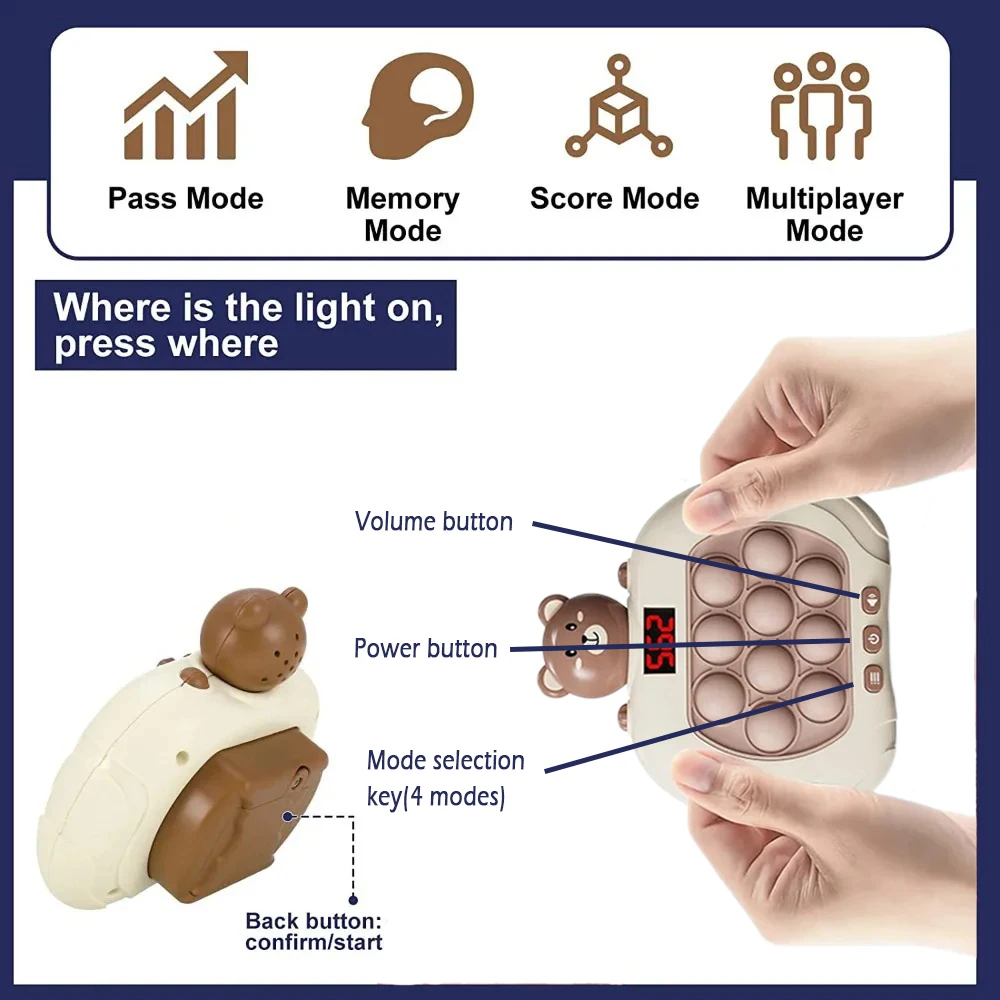 Pop Light Fidget เกม Quick Push Bubble เกมแบบพกพามือถือของเล่นเด็กของขวัญเด็กเครื่องบรรเทาความเครียดของเล่น