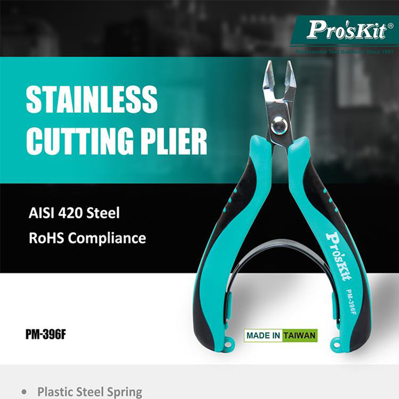 Pro'skit PM-396F Công Nghiệp Inox Cao Cấp Độ Cứng Cao Chéo Kìm Cho Thợ Điện Cắt Dây Và Tước Dụng Cụ
