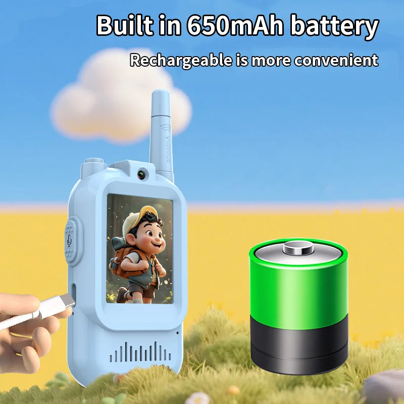Children's Video Intercom 2-inch High-definition Screen Rechargeable Voice Fonts One-Click Call Cartoon Intercom Gift For Kids