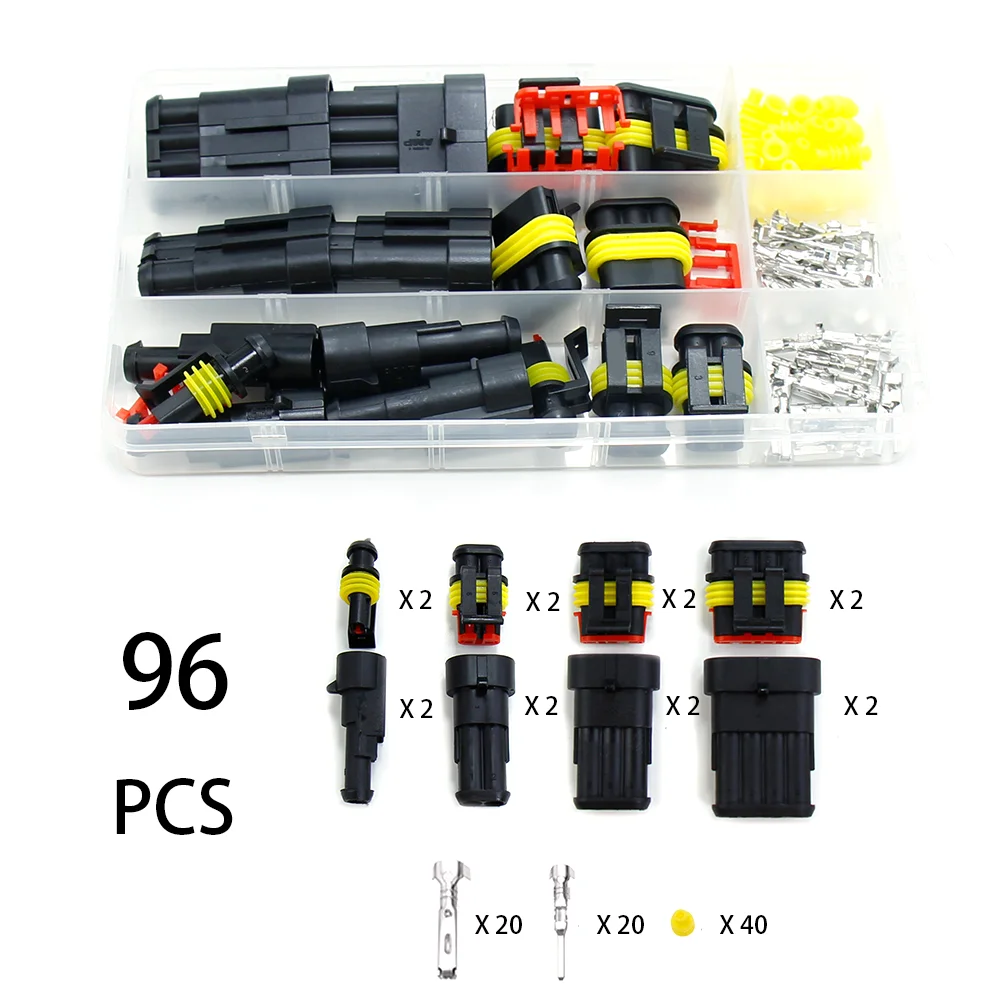 Kit de conectores a prueba de agua, conector rápido de cable automotriz, cableado eléctrico en el coche, enchufe de sellado automático 1, 2, 3, 4, 5, 6 pines, Kit de enchufe