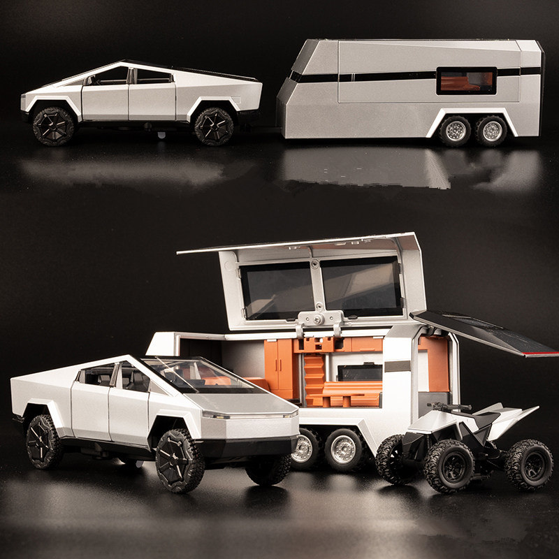 1/32 Tesla Cybertruck Bán Xe Hơi Hợp Kim Mẫu Diecasts Xe Off-Road Xe Tải Xe Mô Hình Âm Thanh Ánh Sáng Đồ Chơi Trẻ Em Quà Tặng kèm Túi Bọc Vali