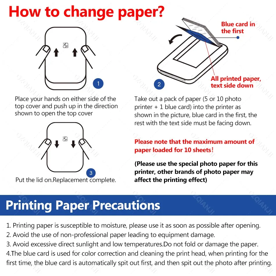 Papel fotográfico colorido 2x3 polegadas papel fotográfico Zink com costas adesivas para impressora fotográfica de bolso HPRT MT53