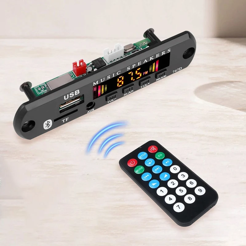 Bluetooth 5.0 Car Kit Wireless MP3 Decoder Board Audio 9V-12V WMA Car Music Player Module Lossless Audio USB AUX TF Radio