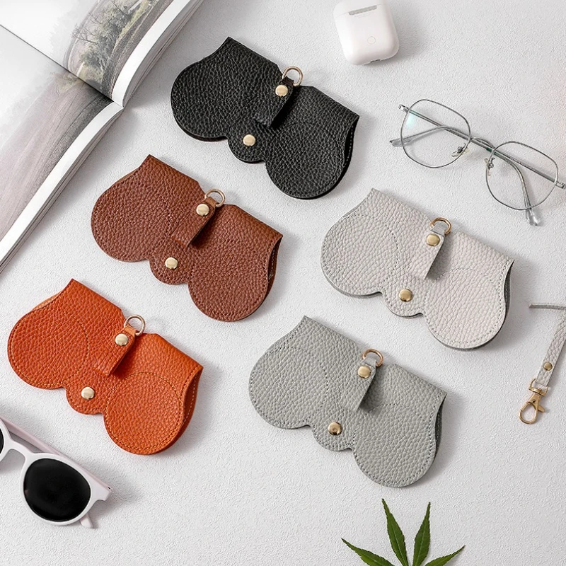1 estuche lindo para gafas de PU. |   Bolsa para gafas portátil con cierre a presión - Organizador de viaje resistente a los arañazos (en relieve Litchi)