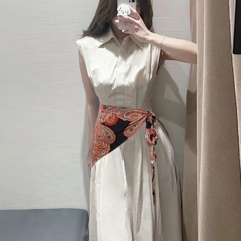 Ethnic Style Triangular Waistband Chinese Style Printing Floral Triangular Belt Jeans Decor Triangular Belt