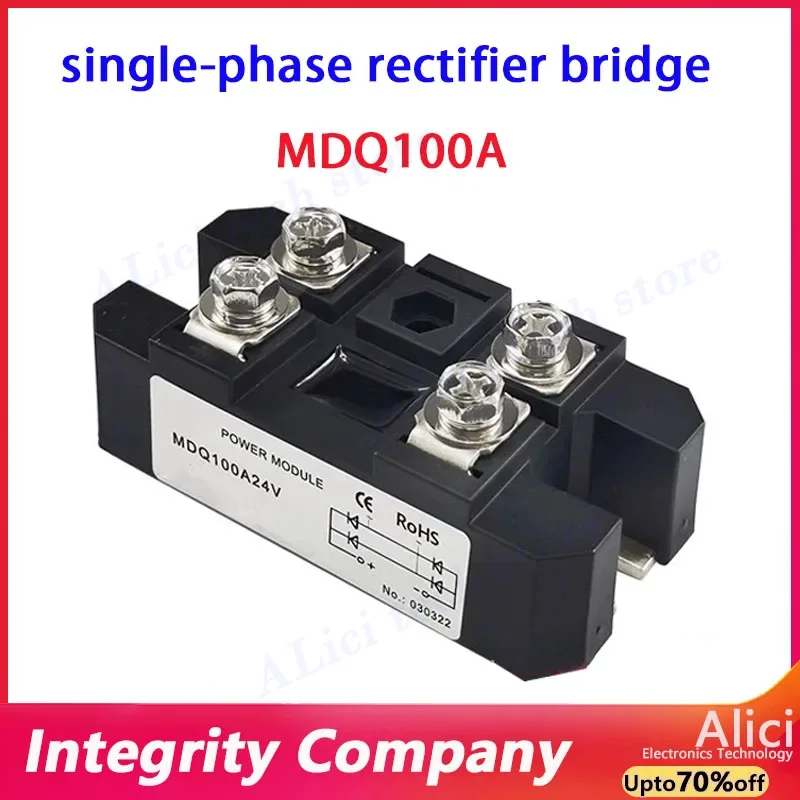 Puente rectificador monofásico MDQ100A1600V 12V 24V 36V 48V 220V 480V módulo de AC-DC 100Amp 1600V rectificador de diodo